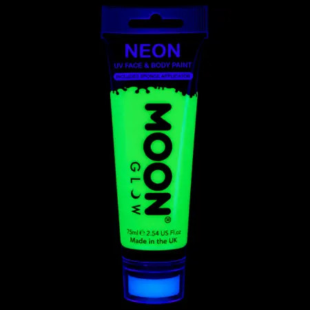 Maquillage fluo UV Visage et Corps avec applicateur éponge - 75 ml - Vert